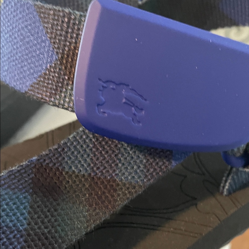 Burberry Blue and Black Plaid Strap Sandals - Picture 7 of 8